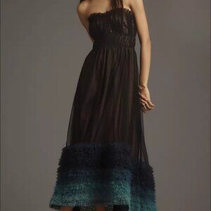 Anthropologie formal dress, 10, NWT, black with blues on hem